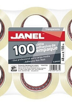 CINTA EMPAQUE TRANSPARENTE JANEL 48X150 C/6. LINEA 100