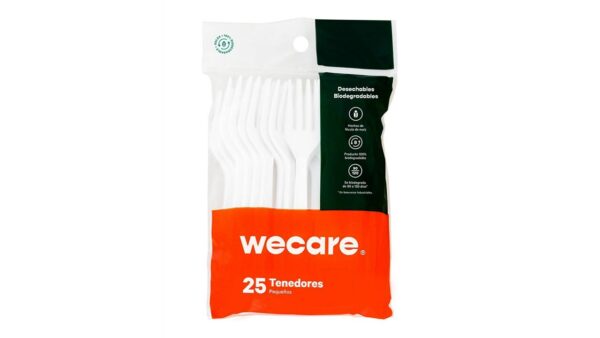 Tenedores Wecare biodegradables Pasteleros 25 pzas