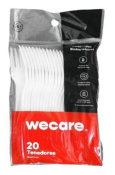 Tenedores desechables Wecare medianos biodegradables 20 pzas
